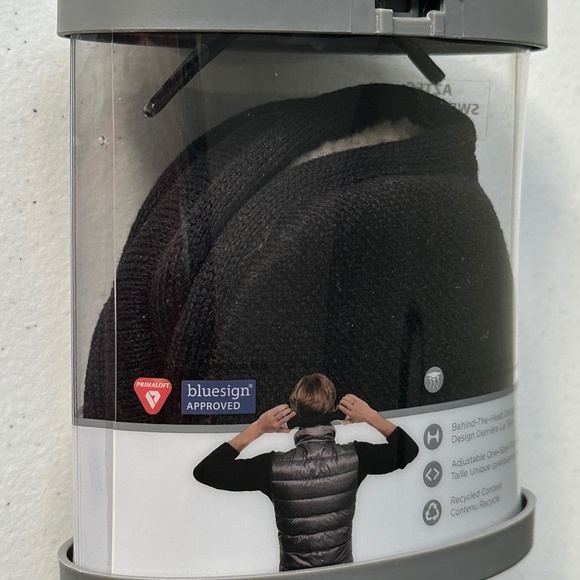 180s Mens Aztec Sweaterknit Fleece Behind-The-Head Black Ear Warmers NEW - Picture 5 of 11